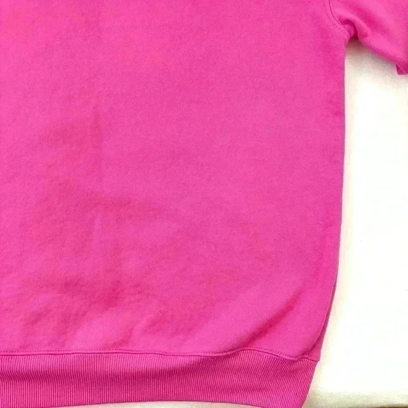 Hello Kitty Bright Pink W/ White Stripe Rayon Oversized Crew Neck Sweatshirt (M) - Picture 15 of 16